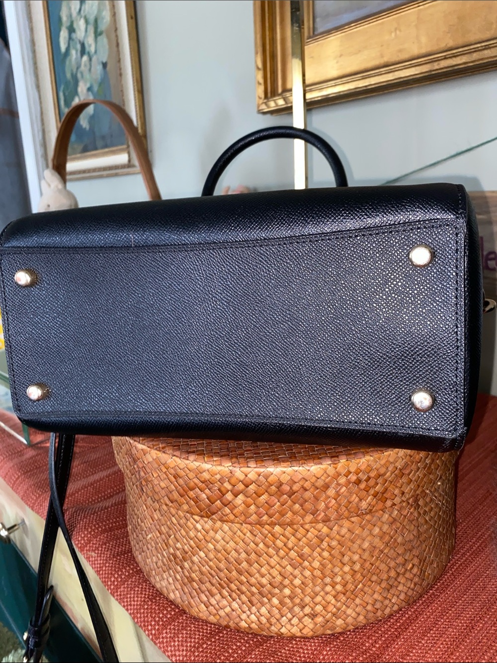 Coach Rowan Satchel with dual top handles and CB Strap Cross-grain Leather - Picture 10 of 14